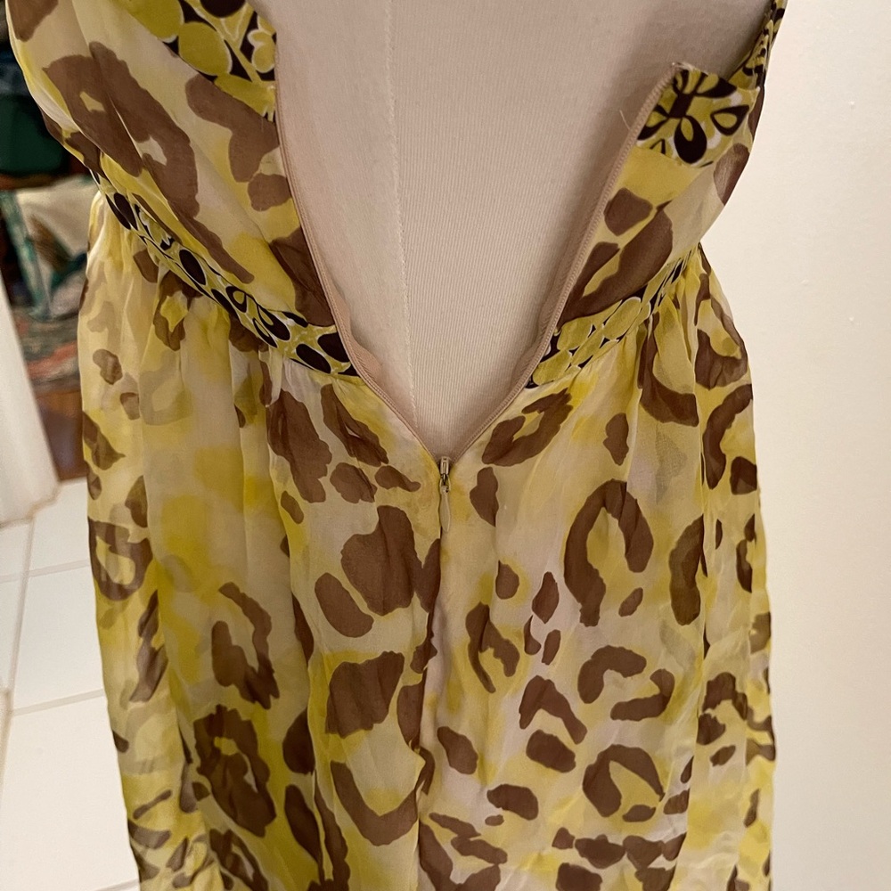 Milly Vibrant Yellow And Brown Patterned Dress - image 4